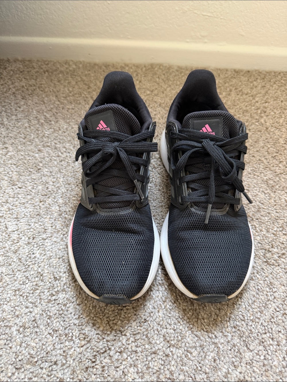 adidas Black Athletic Sneakers with Pink Accents